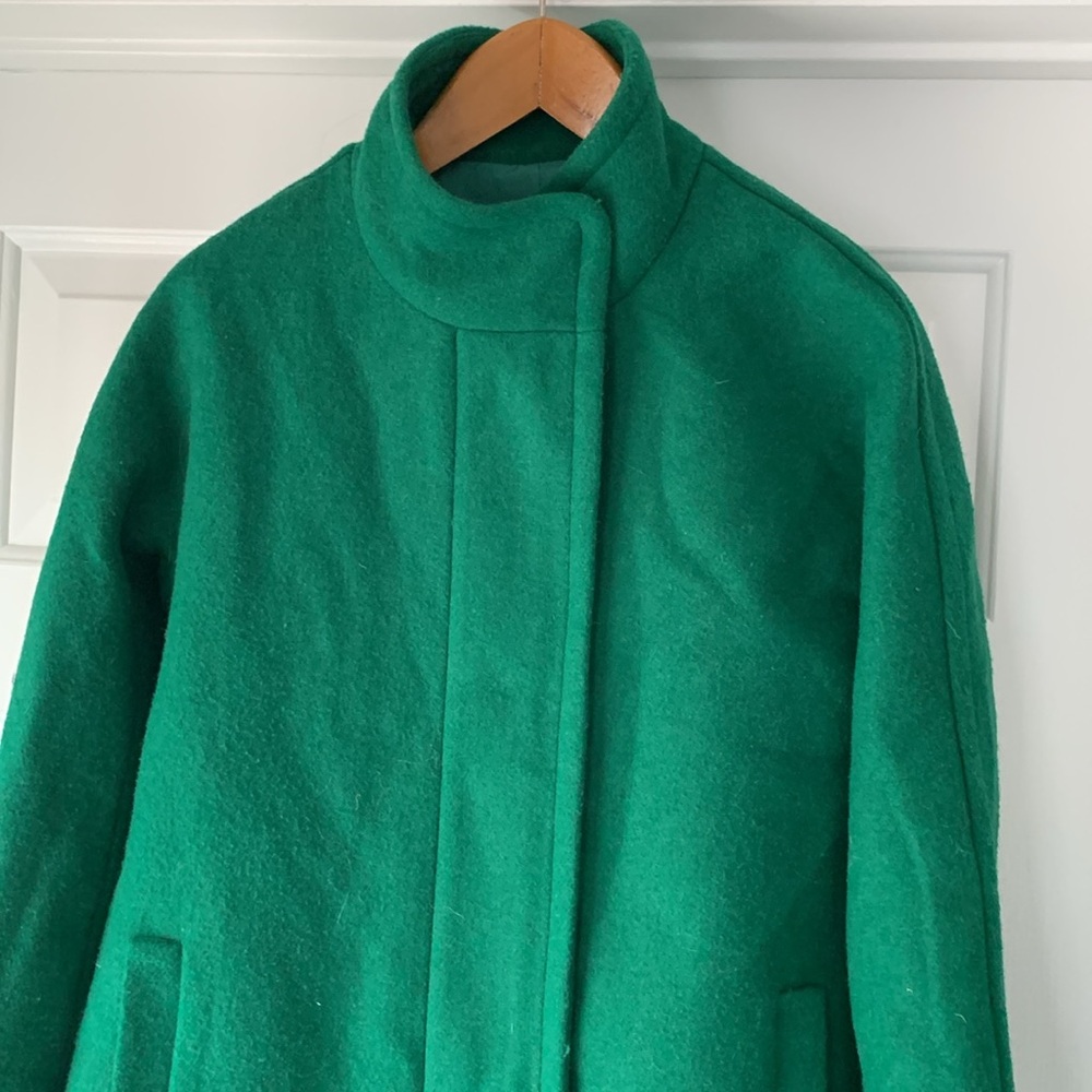 J.Crew Green Wool Blend Mockneck Zip Up Coat - Picture 10 of 16
